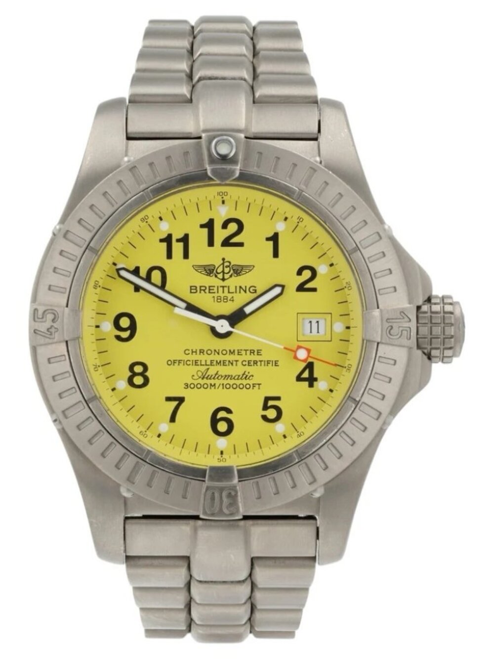 Breitling Avenger Yellow Dial Titanium 44mm Automatic Men’s Watch E173370